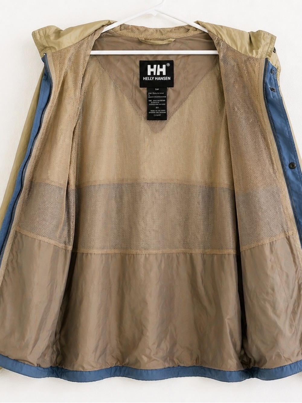 Helly Hansen Two-Tone Hooded Windbreaker Jacket - Tan & Blue - Picture 3 of 4